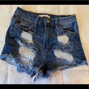 High waisted jean shorts